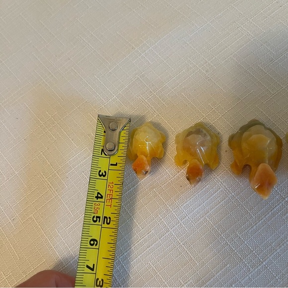 Vintage Marble Carved turtle family. Unique. Cute. Orange yellow. Set of 5 - Picture 4 of 5